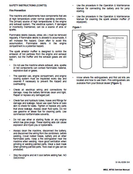 BOBCAT MT55 COMPACT TRACK LOADER Service Repair Manual S/N 528811001