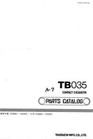 Takeuchi TB035 Compact Excavator Parts Catalogue Manual (Serial No. 153001-1353347)