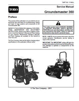 Toro Groundsmaster 360 Service Repair Manual