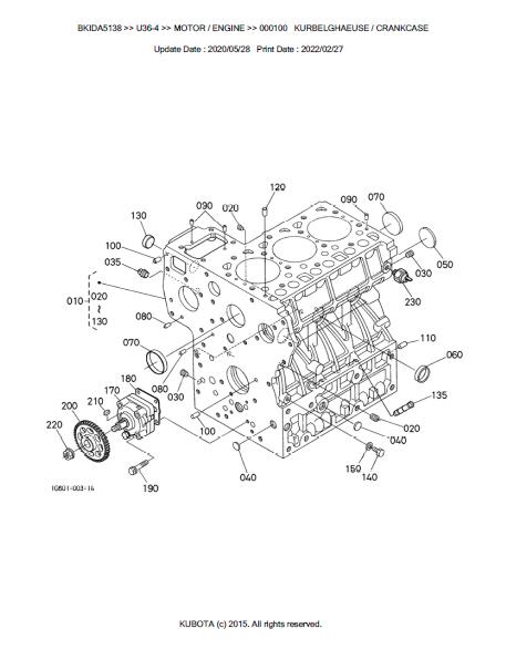 Kubota U36-4 Excavator Parts Catalogue Manual (Publishing ID: BKIDA513 ...