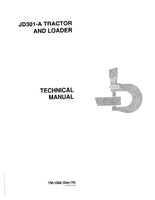 JOHN DEERE 301A (JD301A) TRACTOR AND LOADER Service Repair Manual (TM1088)