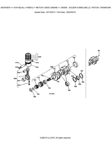 Kubota KX41H (SN: 55001 AND BELOW) Excavator Parts Catalogue Manual (P ...