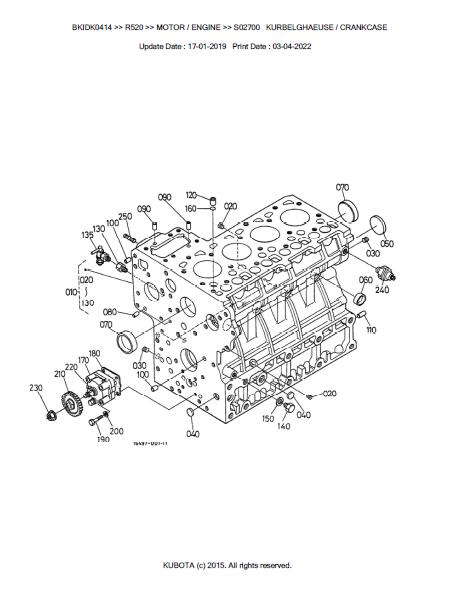 Kubota R520 Wheel Loader Parts Catalogue Manual (Publishing ID: BKIDK0 ...