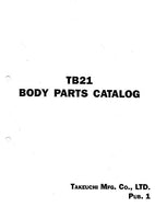 Takeuchi TB21 Compact Excavator (Body) Parts Catalogue Manual