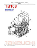 Takeuchi TB108 Compact Excavator Parts Catalogue Manual (SN: 10820001 and up)