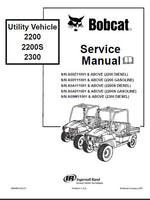 BOBCAT 2300 UTILITY VEHICLE Service Repair Manual S/N A59W11001 & ABOVE (2300 DIESEL)