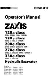 Hitachi 270-3 Class Hydraulic Excavator operator’s manual SN:021321 and up