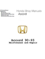 1992 Honda Accord Service Repair Manual