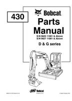 Bobcat 430D 430G Excavator Parts Catalogue Manual S/N 562511001 and Above