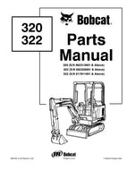 Bobcat 320 Excavator Parts Catalogue Manual S/N 562313001 and Above