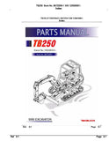 Takeuchi TB250 Mini Excavator Parts Catalogue Manual (SN: 125000001 and up)