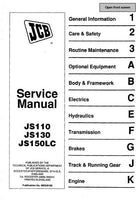 JCB JS110 TRACKED EXCAVATOR Service Repair Manual SN（697002 Onwards）