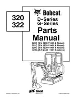 Bobcat 322G Excavator Parts Catalogue Manual S/N 234011001 and Above